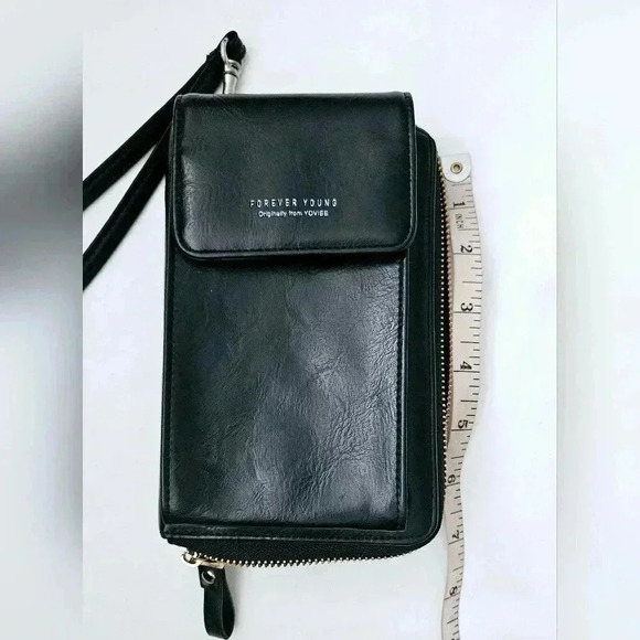 Yoviee Women Clutch Bag Purse 100% Black  Leather Travel Wallet Multi-purpose . - Picture 3 of 7